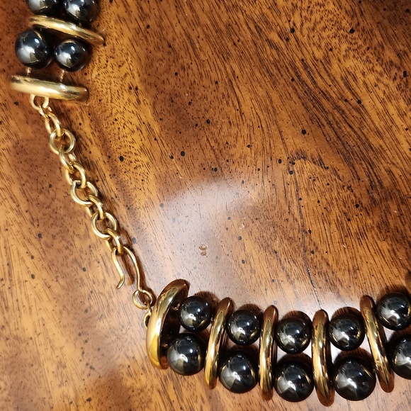 Vintage statement necklace two-tone metal - Picture 3 of 4